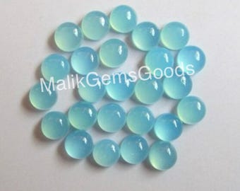 Aqua Chalcedony Cabochon: Round Gemstone for Jewelry Making (6-20mm, 10-Piece Set)