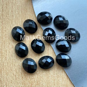 Oval Black Onyx Checker Cut Top Quality Natural Black Onyx Checker Cut 8×6 MM to 20×15 MM Black Onyx Oval Gemstone For Making Jewellery