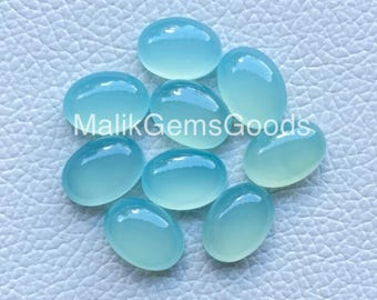 Oval Aqua Chalcedony Cabochon: Natural Gemstone for Jewelry Making