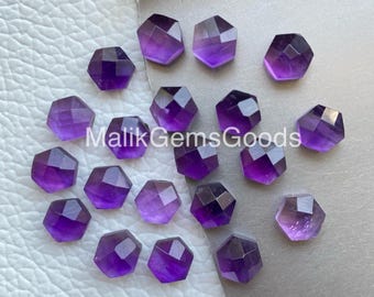 Hexagon Amethyst Gemstone: Checker Cut, 6-15mm Loose Stone