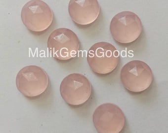 Pink Chalcedony Rose Cut Gemstone: Round Jewelry Stone (6-20mm, 10 Piece Set