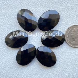 Oval Black Onyx Gemstone: Checker Cut Briolite, 12x8 to 20x15mm