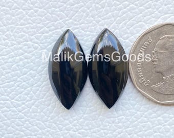 ブラックオニキス マーキーズカボション：天然ルースジェムストーン、10x5～20x10mm