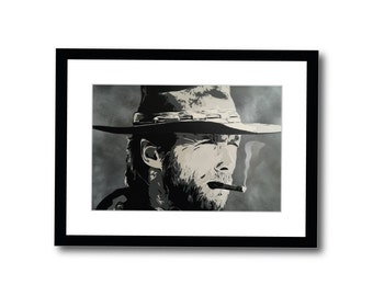 Clint Eastwood Oil Painting Western Cowboy Hand-Painted Art Canvas Movie 24x30 