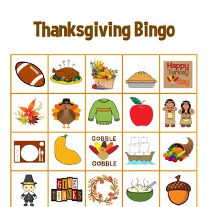 THANKSGIVING BINGO SPIEL mit 16 verschiedenen Karten, und Anleitungen auf vielen Arten zu spielen!