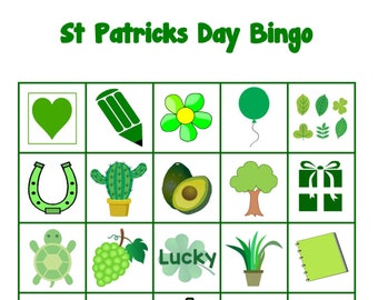 ST PATRICKS BINGO Game- Includes 16 large cards using 36 pictures, and instructions on how to play many different ways.