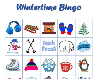 WINTERTIME BINGO GAME comes with different 16 cards and instructions for many ways to play.