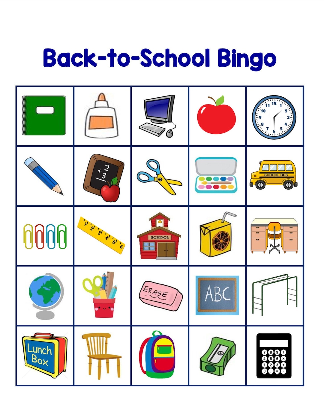 BACK-TO-SCHOOL Bingo Game, With 16 Different Cards, and Instructions on ...