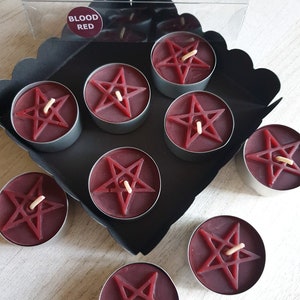 Beeswax Tea Candles - Blood Red Pentagram