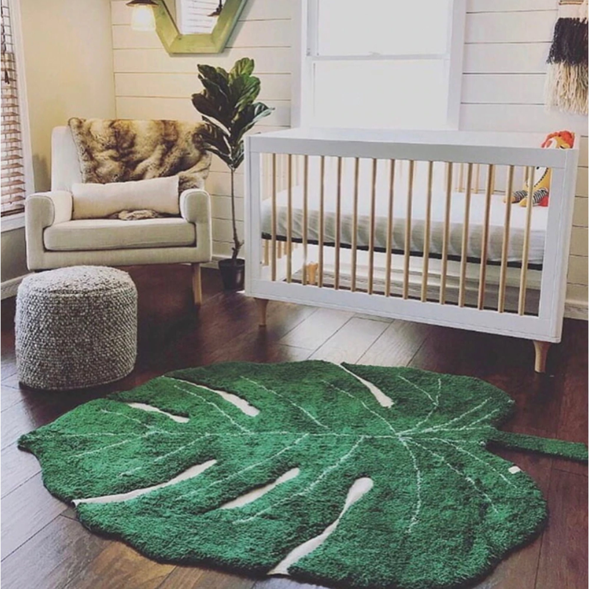 Safari Nursery Rug Monstera Leaf Rug Giant Jungle Leaf Green Etsy UK