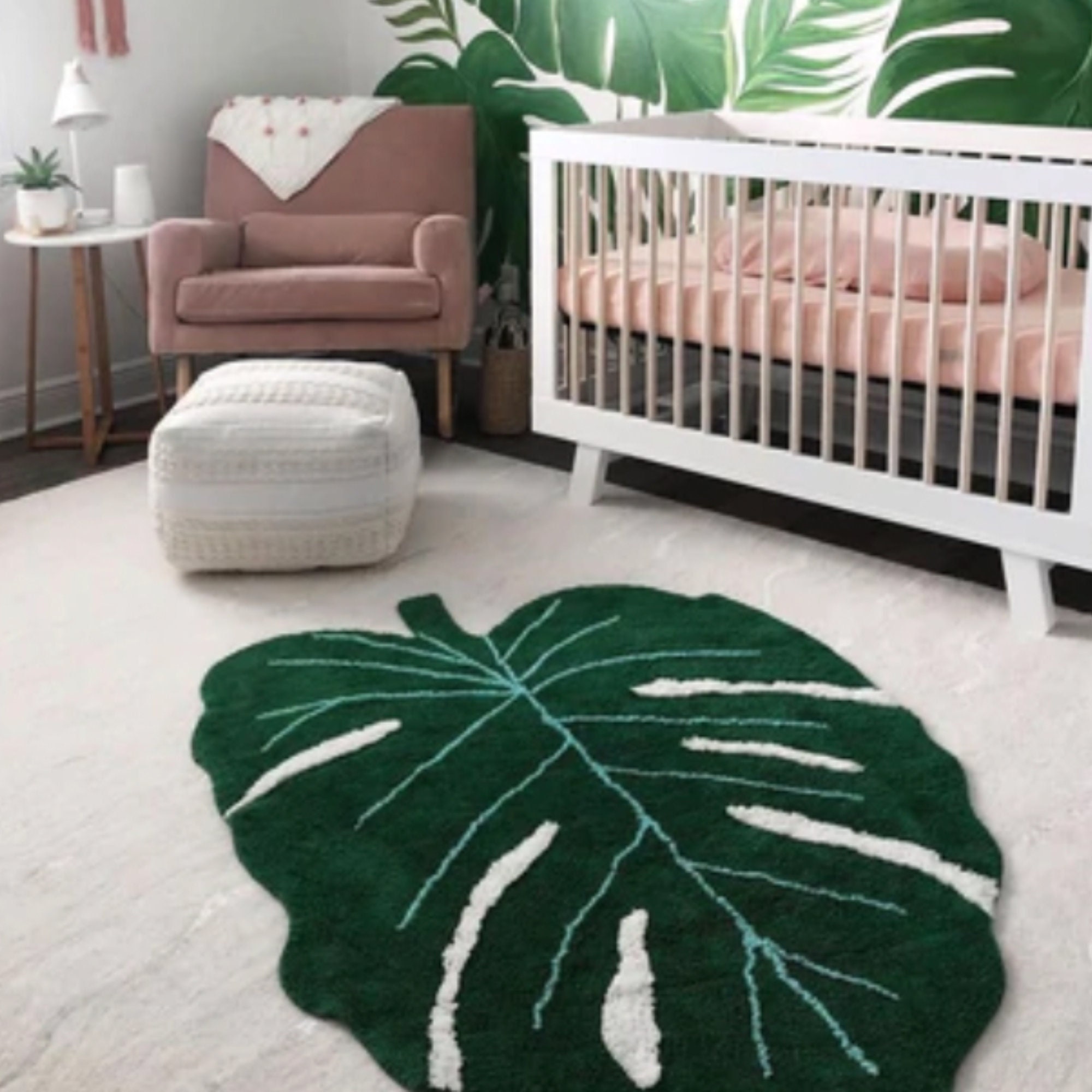 Safari Nursery Rug Monstera Leaf Rug Giant Jungle Leaf Green Etsy UK