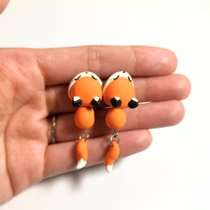 Fox Bite Ear Earrings Polymer Clay Handmade | Cute Orange Fox | Animal Bite Earrings | Cute Kawaii Animal Earrings
