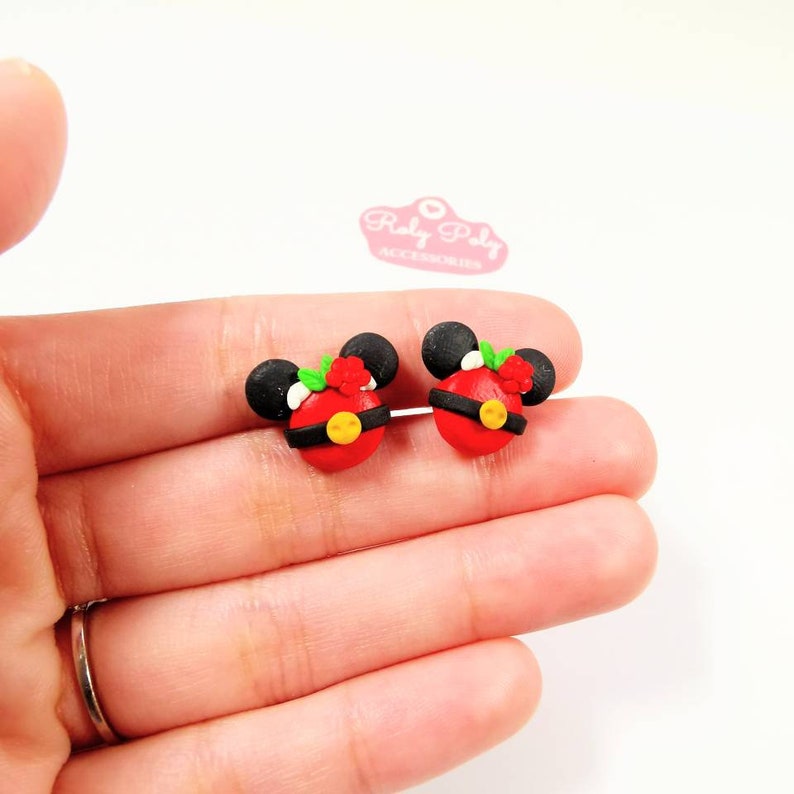 Mickey Mouse Christmas Earrings Polymer Clay Handmade Mickey Etsy