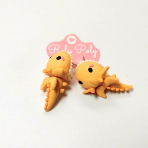Flying Dragon Bite Ear Earrings | Animal Bite Ear Earrings | Yellow Orange Dragon Earrings | Handmade Polymer earrings