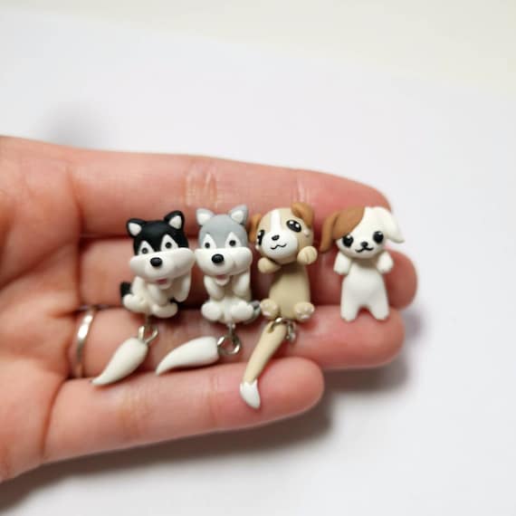 Polymer clay dog on sale earrings