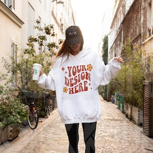GILDAN 18500 Hoodie Model Mockup | OVERSIZED Hoodie Mockup | Hoodie Model Mockup | White Hoodie Mockup, G185 White Mockup, Outdoor mockup