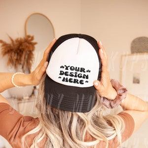 Trucker Hat Mock-up, Baseball Hat Mockup, Blank White Hat Mockup, Black and White Trucker Hat Mockup, Model Hat Mockup, Cap Mockup