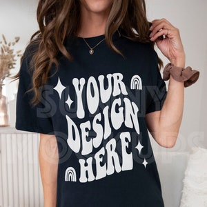 OVERSIZED Black T-shirt Mockup, GILDAN 5000 Black, Black Shirt Mockup, Gildan 5000 Oversized Mockup, Trendy T-shirt Mockup, Gildan Black