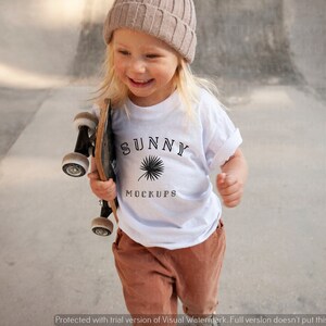 Mockup de camiseta infantil, Mockup de modelo infantil, Mockup de camiseta boho, Mockup de camiseta branca infantil, Bella Canvas 3001t, Mockup de criança, Mockup de modelo infantil