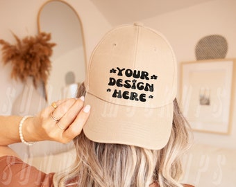 BEIGE Baseball Hat Mock-up, Dad Hat Mockup, Beige Hat Mockup, Blank Baseball Hat Mockup, Mens Hat Mockup, Cap Mockup, Summer Hat Mockup