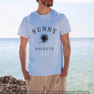 BELLA CANVAS 3001 Light Blue Mockup, 3001 Blue Tshirt Mockup, Summer Mens Tshirt Mockup, Light Blue Shirt Mockup, 3001 Men Light Blue Tshirt