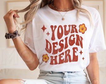 Bella Canvas 3001 Mockup, MODEL TSHIRT Mockup, 3001 White T-shirt Mockup, Boho T-shirt Mockup, Model Mockup, Bella Canvas Model Mockup