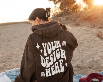 Dark Chocolate Hoodie Back Mockup | GILDAN 18500 Hoodie Mockup | Oversized Brown Hoodie Mockup, G185 Dark Chocolate, Hoodie Back Mockup