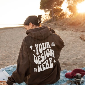 Dark Chocolate Hoodie Back Mockup | GILDAN 18500 Hoodie Mockup | Oversized Brown Hoodie Mockup, G185 Dark Chocolate, Hoodie Back Mockup