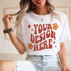 Bella Canvas 3001 Mockup, MODEL TSHIRT Mockup, 3001 White T-shirt Mockup, Boho T-shirt Mockup, Model Mockup, Bella Canvas Model Mockup
