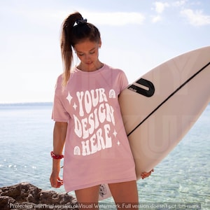 OVERSIZED Pink T-shirt Mockup, GILDAN 5000 Pink, Pink T-shirt Mockup, Oversized Pink T-shirt Mockup, Trendy T-shirt Mockup, Gildan Pink