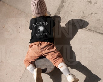 Kids Black T-shirt Mockup, Bella Canvas 3001t Back T-shirt Mockup, Toddler T-shirt Mockup, Model T-shirt Mockup, 3001t Back Black Mockup