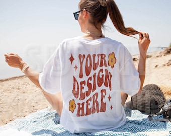 OVERSIZED White T-shirt BACK Mockup, Comfort Colors 1717 White Mockup, Beach White Tshirt Back Mockup, C1717 Mockup, White Shirt Back Mockup
