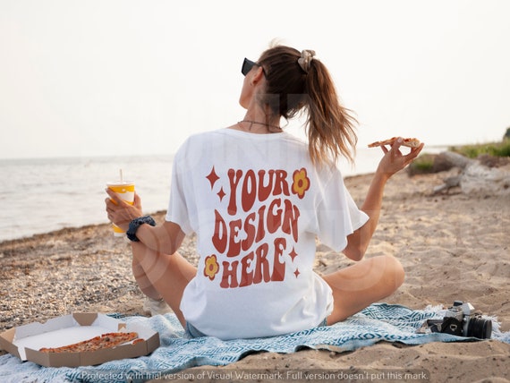 OVERSIZED White T-shirt BACK Mockup, GILDAN 5000 Model Mockup, White T-shirt Mockup, Trendy T-shirt Mockup, Trendy Model mockup