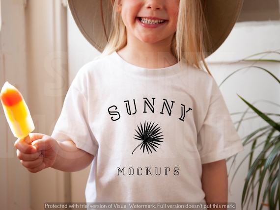Bella Canvas 3001t White, Real Model Toddler Summer Mockup, Kids T-shirt Lifestyle Photo