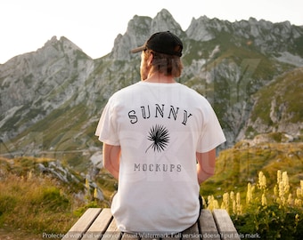 GILDAN 5000 WHITE Back Mockup, Mens Gildan Mockup, Male Model T-shirt Back Mockup, Mens T-shirt Back Mockup, WHITE T-shirt Back mockup