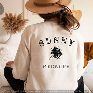 Gildan 18000 Back Mockup | Gildan Sand Sweatshirt Mockup | Sweatshirt Back Mockup, Boho Sweatshirt Mockup, Gildan 18000 Sand, Model Mockup