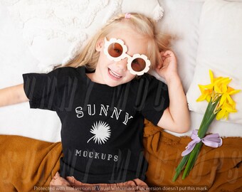 キッズ ブラック T シャツ モックアップ、Bella Canvas 3001t キッズ、SPRING 幼児用 T シャツ モックアップ、ボヘミアン モックアップ、モデル T シャツ モックアップ、Bella Canvas 3001t キッズ