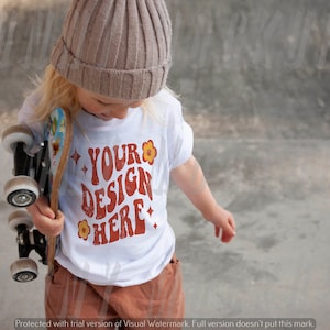 Maquete de camiseta infantil, maquete de modelo infantil, maquete de camiseta boho, maquete branca de camiseta infantil, Bella Canvas 3001t, maquete de criança, maquete de modelo infantil