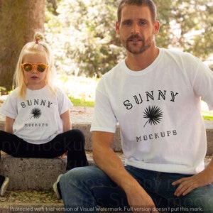 Father and Child Mockup, GILDAN 5000 WHITE T-shirt Mockup, Kids Model T-shirt mockup, Toddler T-shirt Mockup, Daddy and Me Tshirt Mockup