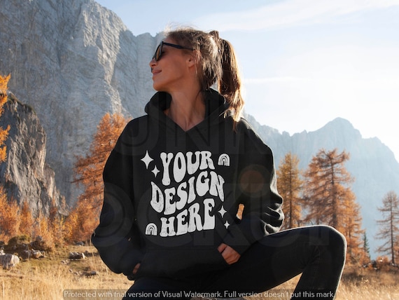 Black Hoodie Mockup | Gildan 18500 Hoodie Mockup | OVERSIZED Black Hoodie Mockup, G185 Black Mockup, Model Mockup, Outdoor Hoodie Mockup