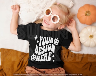 HALLOWEEN Toddler Tshirt Mockup, Bella Canvas 3001t T-shirt Mockup, Halloween Kids Black Mockup, Kids Black T-shirt Mockup, Toddler Mockup