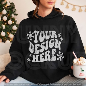 Black Hoodie CHRISTMAS Mockup | GILDAN 18500 Christmas Mockup | G185 Black Mockup, Gildan 18500 Mockup, Christmas Hoodie Mockup