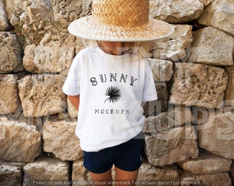 Mockup kindershirt, kindermodel, mockup boho-T-shirt, mockup wit T-shirt kinder, mockup T-shirt model, Bella Canvas Kids, mockup peuter