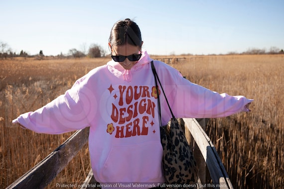 PINK Hoodie Mockup | GILDAN 18500 Hoodie Model Mockup | Oversized Pink Hoodie Mockup, G185 Light Pink Hoodie Mockup, Oversized Hoodie Mockup
