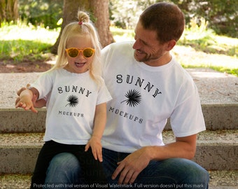 Father and Child Mockup, GILDAN 64000 WHITE T-shirt Mockup, Kids Model T-shirt mockup, Male Model T-shirt Mockup, Bella Canvas 3001t Mockup