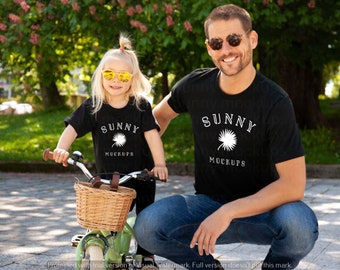 Father and Child Mockup, BELLA CANVAS 3001 and 3001t WHITE T-shirt Mockup, Kids Model T-shirt mockup, Male Model Mockup, Family Mockup