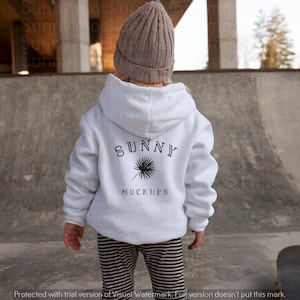 Gildan 18500b White Back Mockup, Kids White Hoodie Back Mockup | Toddler Hoodie Back Mockup | Child Model Mockup, Kids Hoodie Mockup