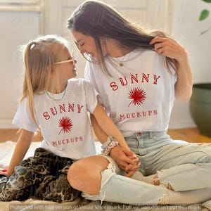 Mommy and Me T-shirt Mockup, BELLA CANVAS 3001 and 3001t White Tshirt Mockup, Kids mockup, Family T-shirt Mockup, Mother and Child mockup