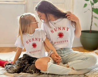 Mommy and Me T-shirt Mockup, BELLA CANVAS 3001 and 3001t White Tshirt Mockup, Kids mockup, Family T-shirt Mockup, Mother and Child mockup