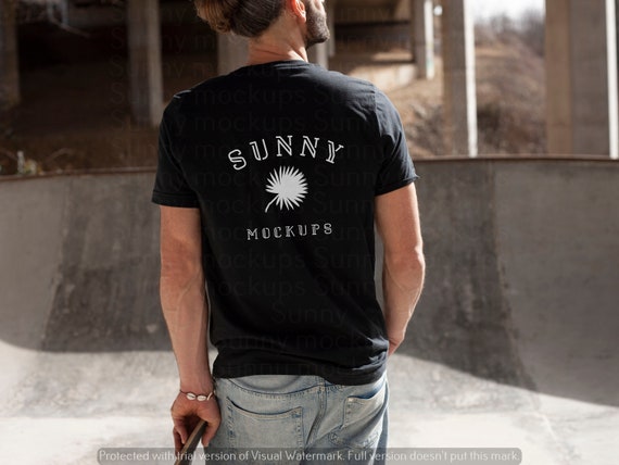 Black T-shirt Mockup Back Model T-shirt Mockup Men T-shirt 